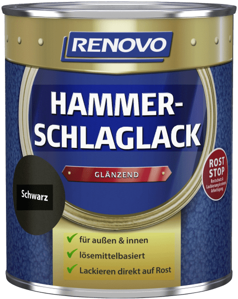250ml Renovo Hammerschlaglack glänzend schwarz